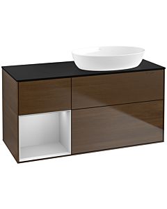 Villeroy und Boch Finion Villeroy und Boch Finion FA42GJGN 120cm, cover plate black matt, shelves light gray matt lacquer, walnut veneer