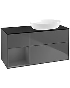Villeroy und Boch Finion Waschtischunterschrank FA42GKGK 120cm, Abdeckplatte black matt, Regale Anthracite matt lacquer, Anthracite matt
