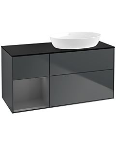 Villeroy und Boch Finion Waschtischunterschrank FA42GKHG 120cm, Abdeckplatte black matt, Regale Anthracite matt lacquer, Midnight Blue Matt Lacquer