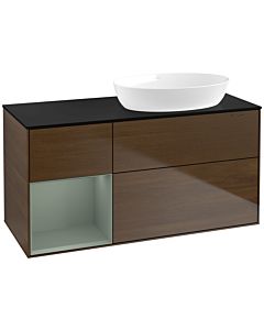 Villeroy und Boch Finion Villeroy und Boch Finion FA42GMGN 120cm, cover plate black matt, shelves olive matt lacquer, walnut veneer