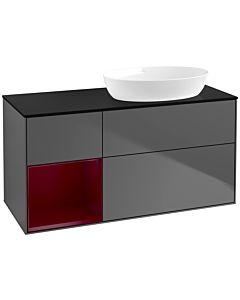 Villeroy und Boch Finion Villeroy und Boch Finion FA42HBGK 120cm, cover plate black matt, shelves Peony matt lacquer, anthracite matt