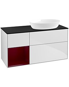 Villeroy und Boch Finion Villeroy und Boch Finion FA42HBMT 120cm, cover plate black matt, shelves Peony matt lacquer, white matt lacquer