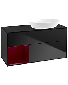 Villeroy und Boch Finion Villeroy und Boch Finion FA42HBPD 120cm, cover plate black matt, shelves Peony matt lacquer, black matt lacquer