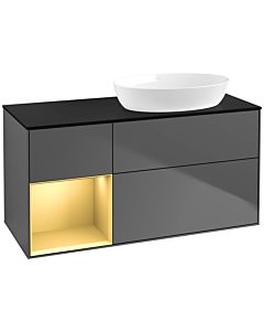 Villeroy und Boch Finion Villeroy und Boch Finion FA42HFGK 120cm, cover plate black matt, shelves gold matt lacquer, anthracite matt