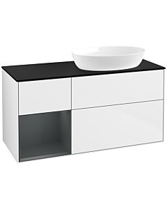Villeroy und Boch Finion Villeroy und Boch Finion FA42HGGF 120cm, cover plate black matt, shelves midnight matt lacquer, glossy white lacquer