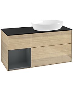 Villeroy und Boch Finion Villeroy und Boch Finion FA42HGPC 120cm, cover plate black matt, shelves Midnight matt lacquer, Oak Veneer