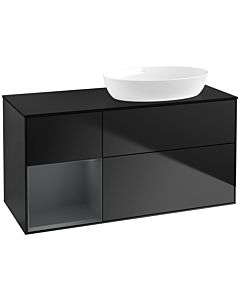 Villeroy und Boch Finion Waschtischunterschrank FA42HGPD 120cm, Abdeckplatte black matt, Regale Midnight matt lacquer, Black matt lacquer