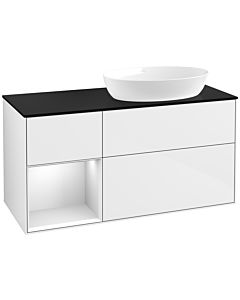 Villeroy und Boch Finion Villeroy und Boch Finion FA42MTGF 120cm, cover plate black matt, shelves white matt lacquer, glossy white lacquer