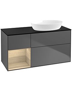 Villeroy und Boch Finion Villeroy und Boch FA42PCGK 120cm, plaque de recouvrement noir mat, étagères Oak Veneer , anthracite mat