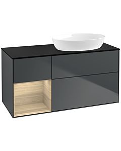Villeroy und Boch Finion Villeroy und Boch FA42PCHG 120cm, plaque de recouvrement noir mat, étagères Oak Veneer , Midnight Blue Matt Lacquer