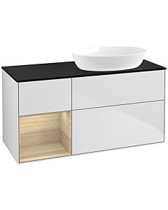 Villeroy und Boch Finion Villeroy und Boch Finion FA42PCMT 120cm, cover plate black matt, shelves Oak Veneer , white matt lacquer