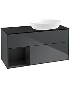 Villeroy und Boch Finion Villeroy und Boch FA42PDHG 120cm, plaque de recouvrement noire mate, étagères Blue Matt Lacquer noir mat, Midnight Blue Matt Lacquer