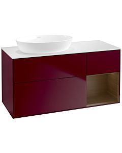 Villeroy und Boch Finion Waschtischunterschrank FA51GNHB 120cm, Abdeckplatte white matt, Regale Walnut Veneer, Peony Matt