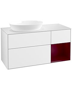 Villeroy und Boch Finion Waschtischunterschrank FA51HBGF 120cm, Abdeckplatte white matt, Regale Peony matt lacquer, Glossy white lacquer