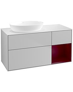 Villeroy und Boch Finion Waschtischunterschrank FA51HBGJ 120cm, Abdeckplatte white matt, Regale Peony matt lacquer, Light grey matt