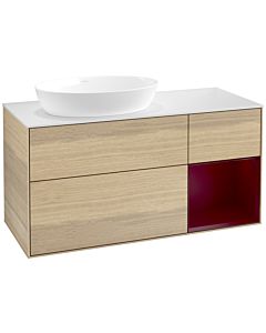 Villeroy und Boch Finion Waschtischunterschrank FA51HBPC 120cm, Abdeckplatte white matt, Regale Peony matt lacquer, Oak Veneer