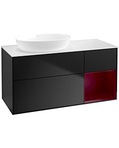 Villeroy und Boch Finion Villeroy und Boch Finion FA51HBPD 120cm, cover plate white matt, shelves Peony matt lacquer, black matt lacquer