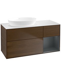 Villeroy und Boch Finion Villeroy und Boch Finion FA51HGGN 120cm, cover plate white matt, shelves midnight matt lacquer, walnut veneer