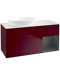 Villeroy und Boch Finion Waschtischunterschrank FA51HGHB 120cm, Abdeckplatte white matt, Regale Midnight matt lacquer, Peony Matt