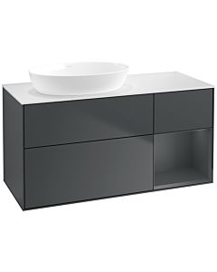 Villeroy und Boch Finion Waschtischunterschrank FA51HGHG 120cm, Abdeckplatte white matt, Regale Midnight matt lacquer, Midnight Blue Matt Lacquer