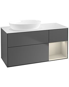 Villeroy und Boch Finion Villeroy und Boch FA51HHGK 120cm, plateau blanc mat, étagères laquées mat, anthracite mat