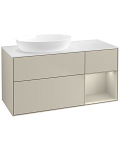 Villeroy und Boch Finion Waschtischunterschrank FA51HHHH 120cm, Abdeckplatte white matt, Regale sand matt lacquer, Sand Matt Lacquer