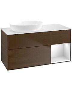 Villeroy und Boch Finion Villeroy und Boch Finion FA51MTGN 120cm, cover plate white matt, shelves white matt lacquer, walnut veneer