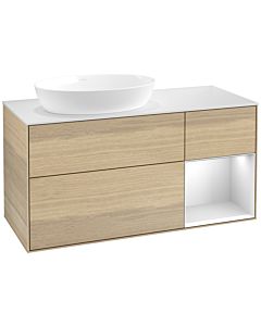 Villeroy und Boch Finion Waschtischunterschrank FA51MTPC 120cm, Abdeckplatte white matt, Regale White matt lacquer, Oak Veneer