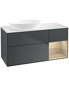 Villeroy und Boch Finion Waschtischunterschrank FA51PCHG 120cm, Abdeckplatte white matt, Regale Oak Veneer, Midnight Blue Matt Lacquer