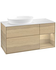 Villeroy und Boch Finion Waschtischunterschrank FA51PCPC 120cm, Abdeckplatte white matt, Regale Oak Veneer, Oak Veneer