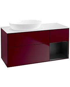 Villeroy und Boch Finion Waschtischunterschrank FA51PDHB 120cm, Abdeckplatte white matt, Regale Black matt lacquer, Peony Matt