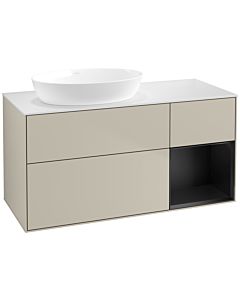 Villeroy und Boch Finion Waschtischunterschrank FA51PDHH 120cm, Abdeckplatte white matt, Regale Black matt lacquer, Sand Matt Lacquer