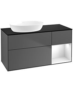 Villeroy und Boch Finion Villeroy und Boch Finion FA52GFGK 120cm, cover plate black matt, shelves Glossy white lacquer, anthracite matt
