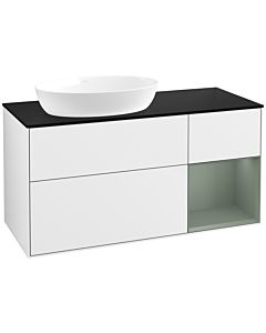 Villeroy und Boch Finion Villeroy und Boch Finion FA52GMGF 120cm, cover plate black matt, shelves olive matt lacquer, glossy white lacquer