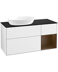 Villeroy und Boch Finion Villeroy und Boch Finion FA52GNGF 120cm, cover plate black matt, shelves Walnut Veneer , glossy white lacquer
