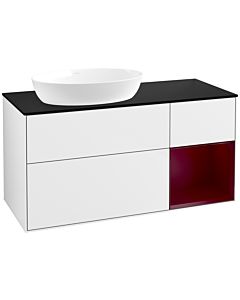 Villeroy und Boch Finion Villeroy und Boch Finion FA52HBGF 120cm, cover plate black matt, shelves Peony matt lacquer, glossy white lacquer