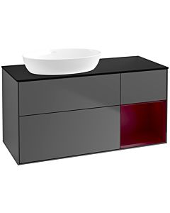 Villeroy und Boch Finion Villeroy und Boch FA52HBGK 120cm, plaque de recouvrement noir mat, étagères Peony laqué mat, anthracite mat