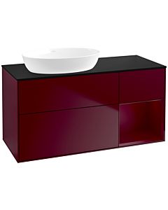 Villeroy und Boch Finion Villeroy und Boch FA52HBHB 120cm, plaque de recouvrement noire mate, étagères en laque matte Peony , Peony Matt