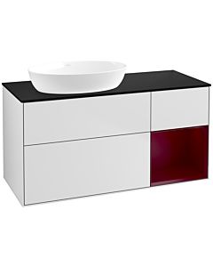 Villeroy und Boch Finion Villeroy und Boch Finion FA52HBMT 120cm, cover plate black matt, shelves Peony matt lacquer, white matt lacquer