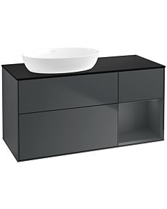 Villeroy und Boch Finion Villeroy und Boch FA52HGHG 120cm, plaque de recouvrement noir mat, étagères laqué mat Midnight, Midnight Blue Matt Lacquer