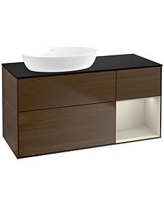 Villeroy und Boch Finion Villeroy und Boch Finion FA52HHGN 120cm, cover plate black matt, shelves sand matt lacquer, walnut veneer