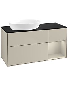 Villeroy und Boch Finion Waschtischunterschrank FA52HHHH 120cm, Abdeckplatte black matt, Regale sand matt lacquer, Sand Matt Lacquer