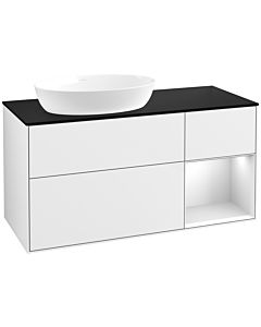 Villeroy und Boch Finion Villeroy und Boch Finion FA52MTGF 120cm, cover plate black matt, shelves white matt lacquer, glossy white lacquer