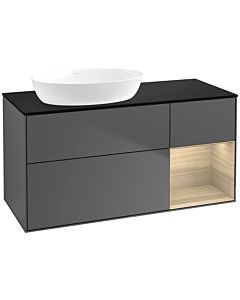 Villeroy und Boch Finion Villeroy und Boch FA52PCGK 120cm, plaque de recouvrement noir mat, étagères Oak Veneer , anthracite mat