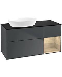 Villeroy und Boch Finion Villeroy und Boch FA52PCHG 120cm, plaque de recouvrement noir mat, étagères Oak Veneer , Midnight Blue Matt Lacquer