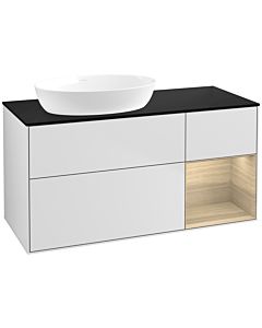 Villeroy und Boch Finion Villeroy und Boch FA52PCMT 120cm, plaque de recouvrement noir mat, étagères Oak Veneer , laqué blanc mat