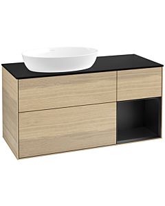 Villeroy und Boch Finion Villeroy und Boch Finion FA52PDPC 120cm, cover plate black matt, shelves black matt lacquer, Oak Veneer
