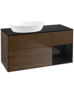 Villeroy und Boch Finion Villeroy und Boch Finion FA52PHGN 120cm, cover plate black matt, shelves Glossy black lacquer, walnut veneer