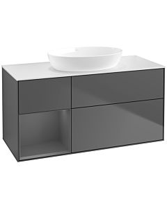 Villeroy und Boch Finion Villeroy und Boch FA61GKGK 120cm, plaque de recouvrement blanc mat, étagères laqué mat anthracite, anthracite mat