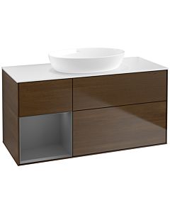 Villeroy und Boch Finion Villeroy und Boch Finion FA61GKGN 120cm, cover plate white matt, shelves anthracite matt lacquer, walnut veneer